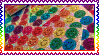 A stamp filled with rainbow stickers on it