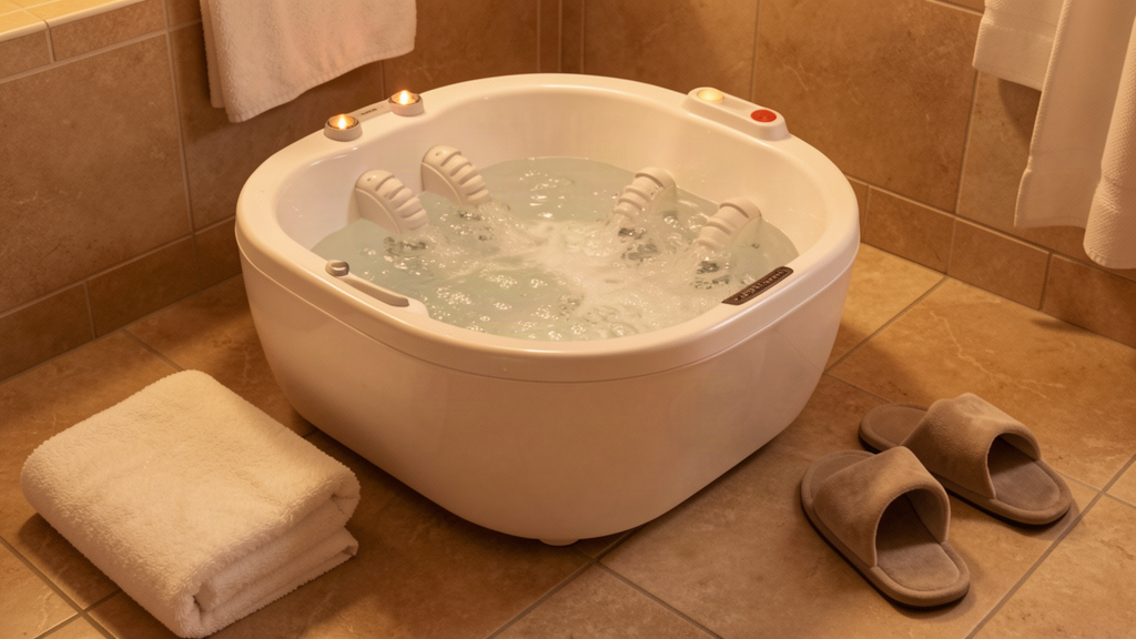 foot spa massager basin with water jets and built-in massage rollers