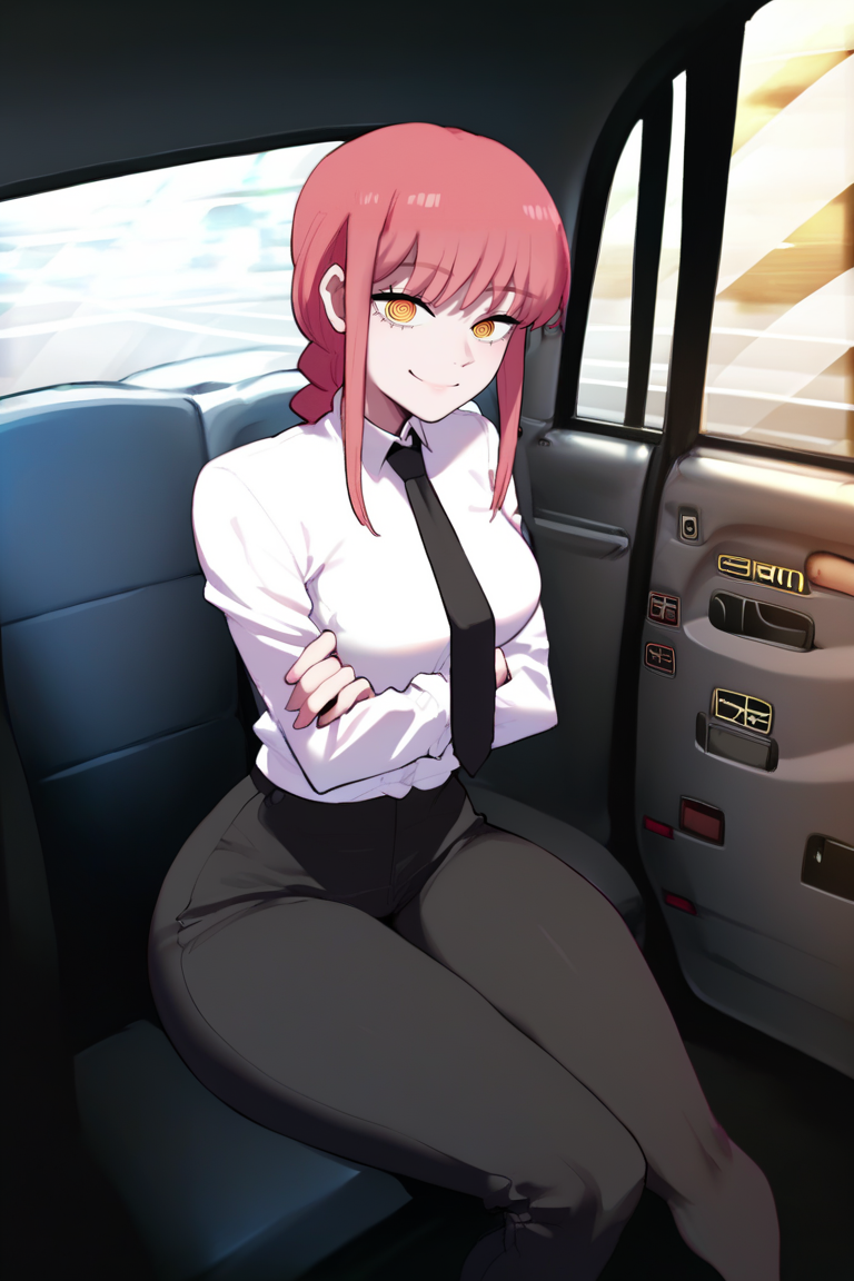 A picture of Makima, she's completely willing to pay with her body if it's needed