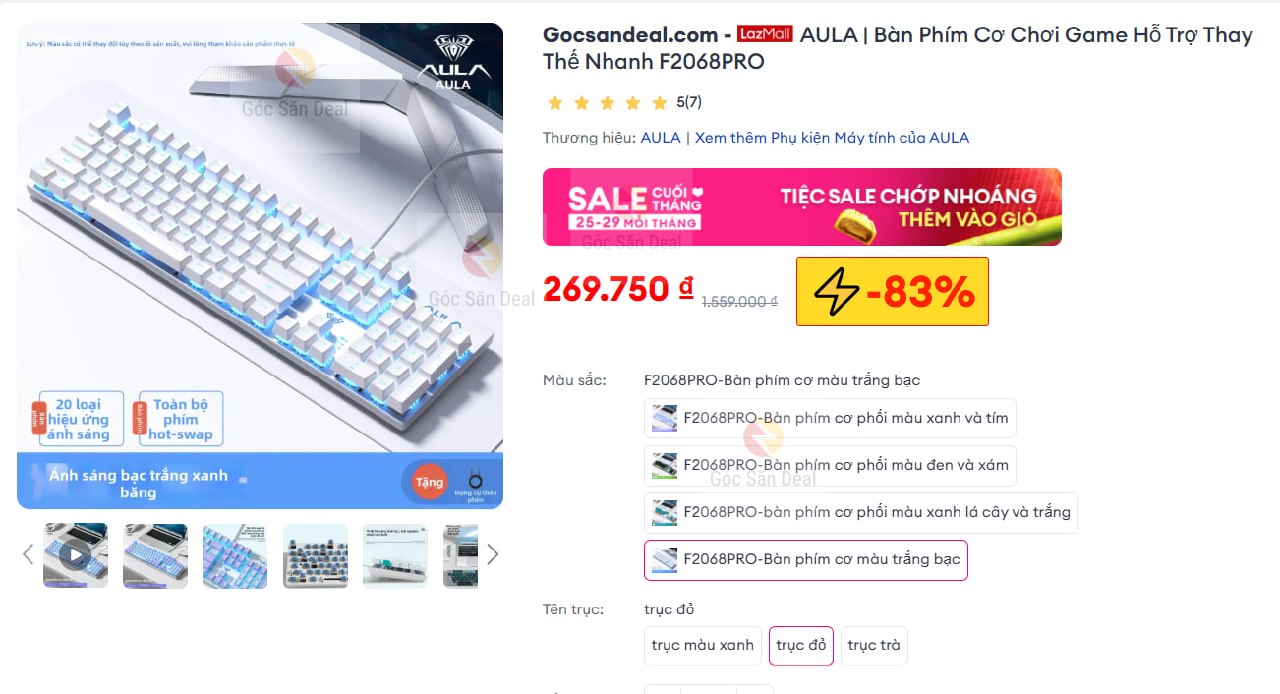 AULA | Bàn Phím Cơ Chơi Game Hỗ Trợ Thay Thế Nhanh F2068PRO