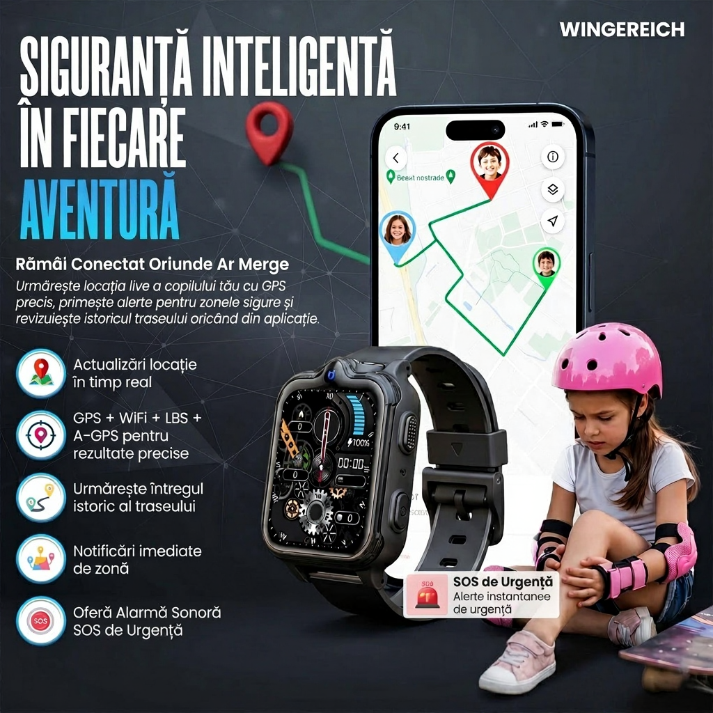 Ceas smartwatch Wingereich copii negru