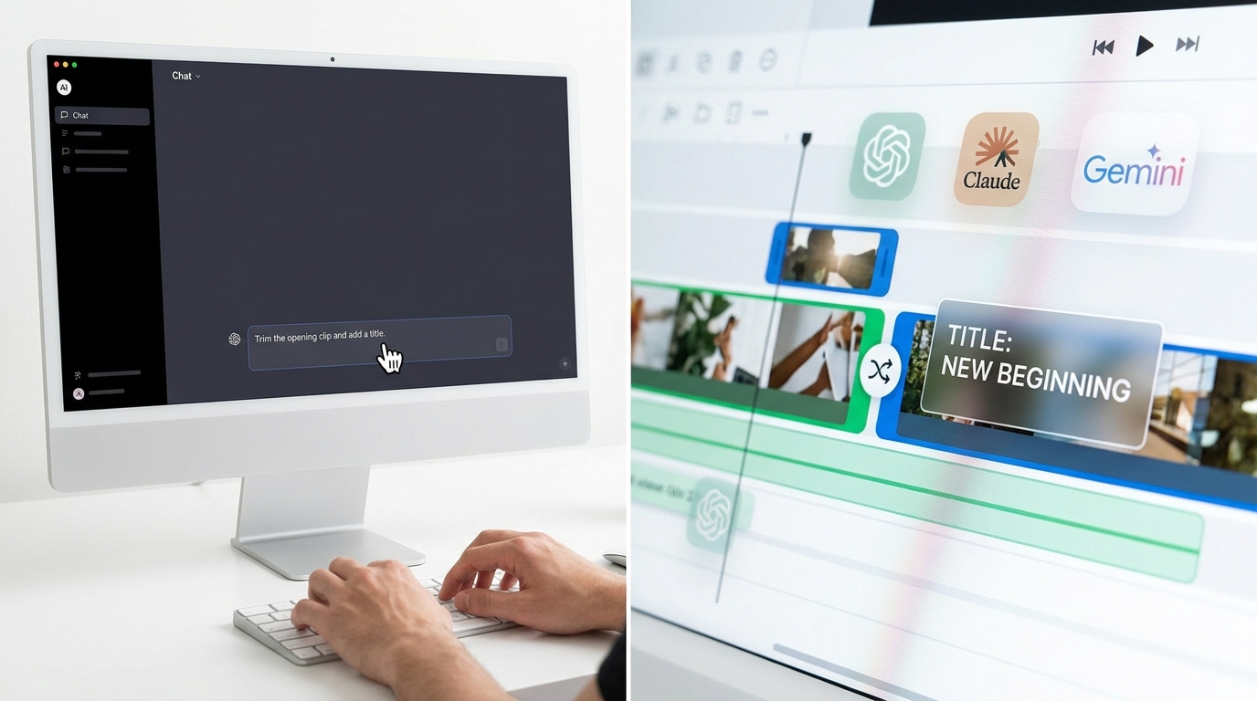AI agent editing video timeline automatically with invideo MCP based on user prompt