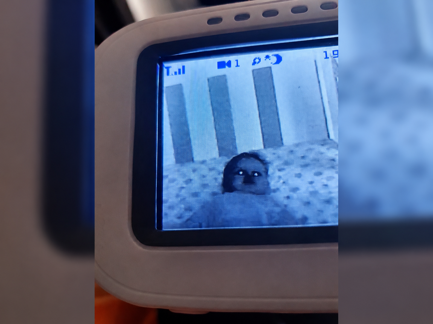 Baby monitor showing clear night vision — no demon baby effect