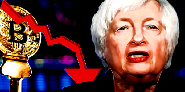 Bitcoin drops after Janet Yellen says it poses dangers for both investors and the public because “it’s often” used “for illicit finance…” and that “the amount of energy that’s consumed in processing those transactions is staggering”…