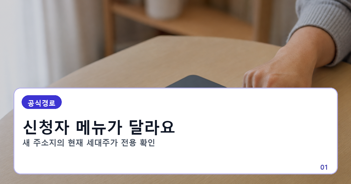 정부24 세대주·전입자 확인 메뉴 경로와 기존 세대주의 본인확인 순서를 보여주는 절차 이미지