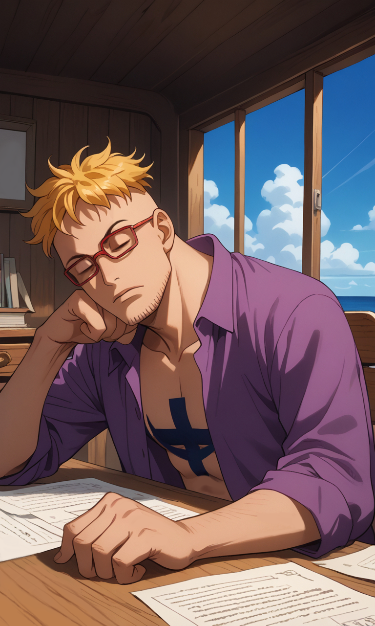 Marco sleeping in the infirmary desk