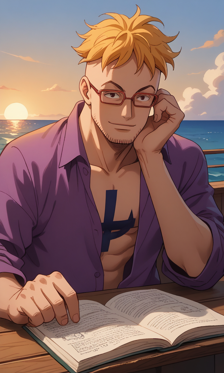 Marco reading a book