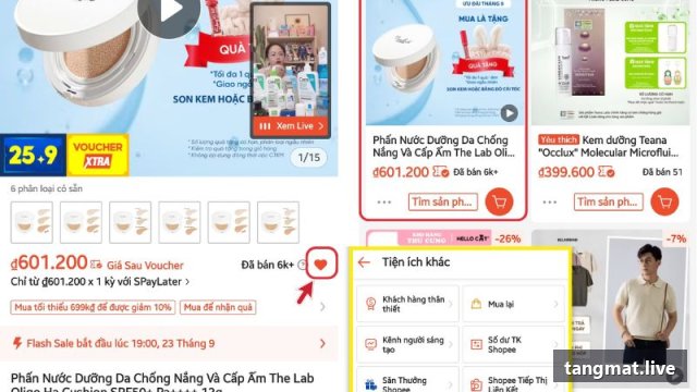 Dịch vụ tăng like Shopee tại Tangmat.live