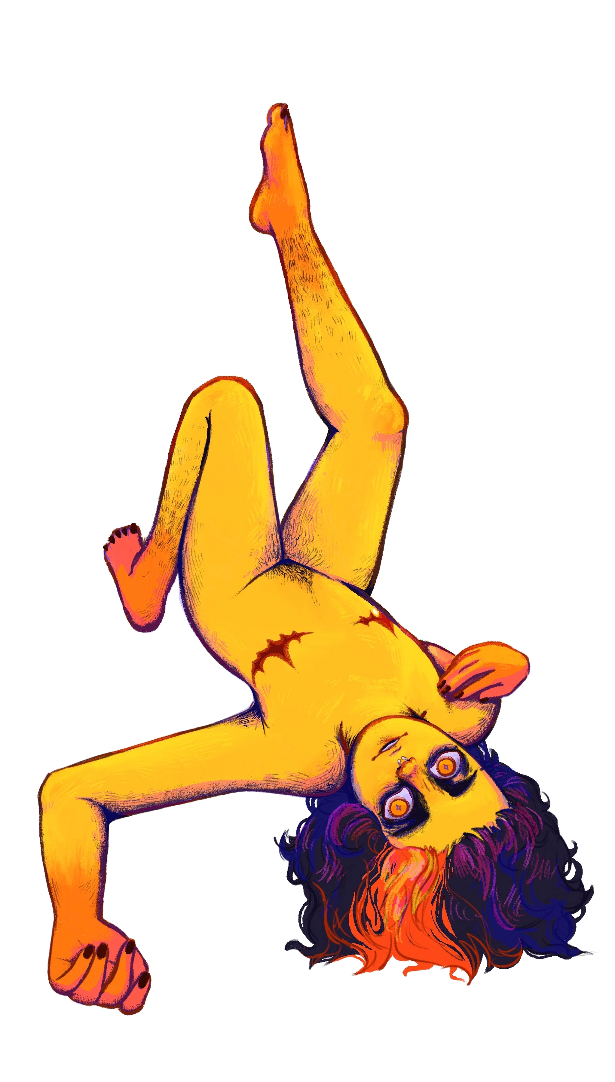 yellow persona boy character, nude version