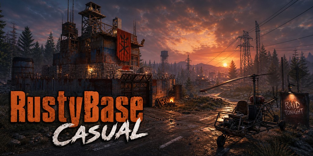 RustyBase Casual | No Offline | 2x Monthly | Night Raids image