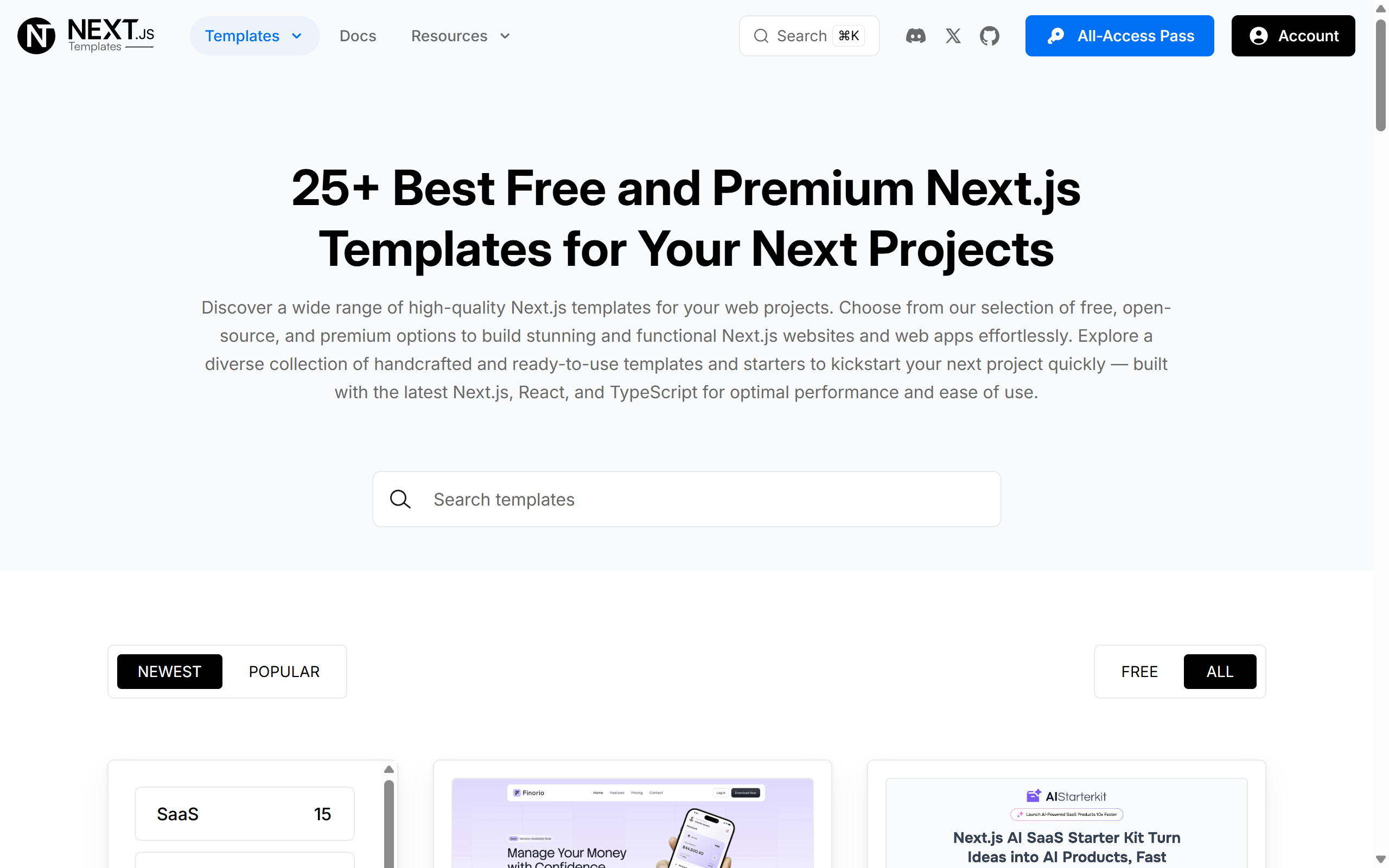 NextjsTemplates 사이트