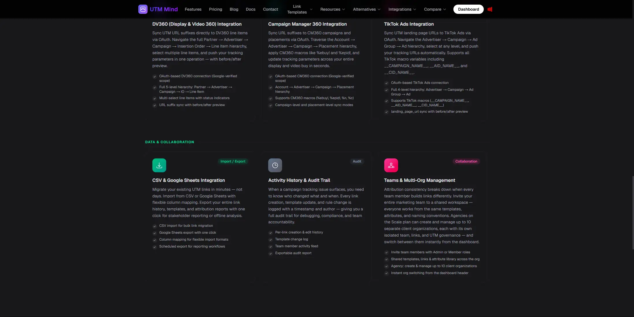 UTM Mind integrations and collaboration features