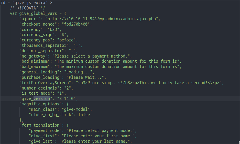GiveWP plugin version detection