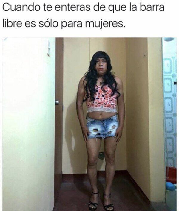 Cuando te entera que la barra libre es solo para mujeres