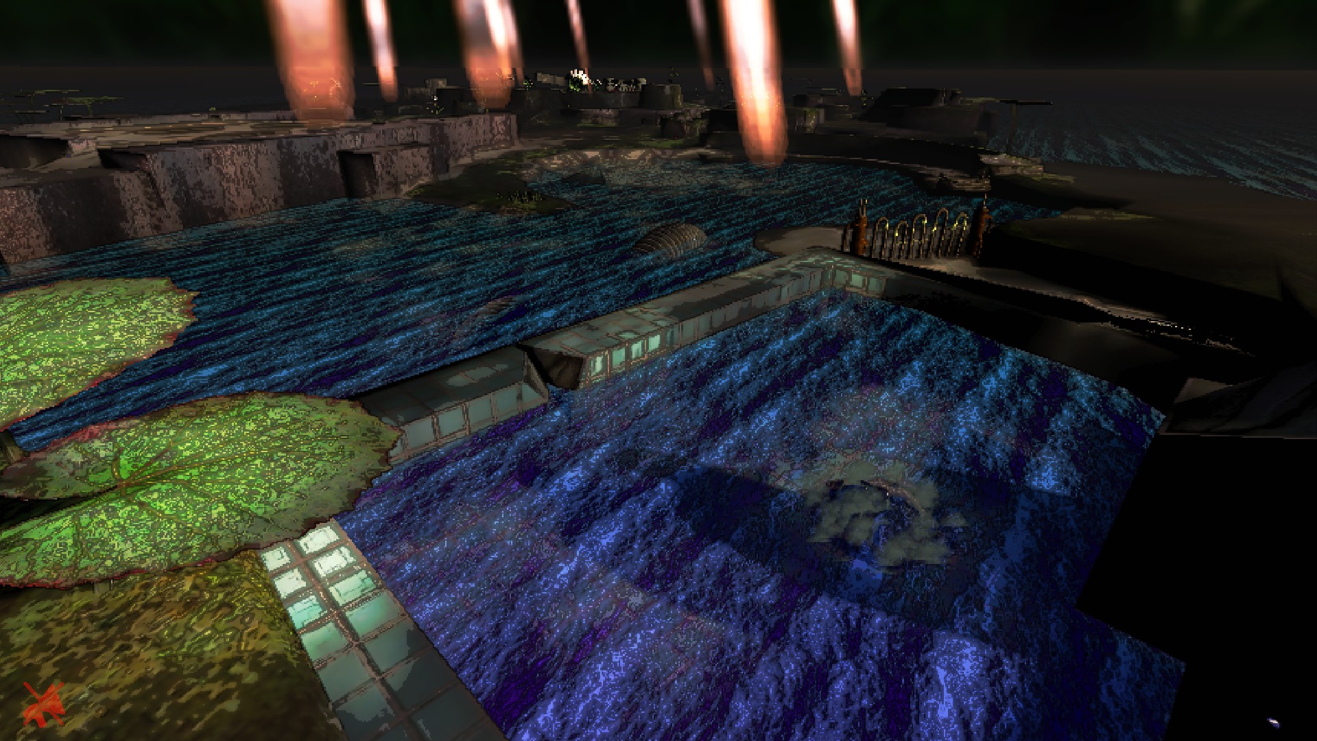 An electric gate and fire exit. (Shower Room)