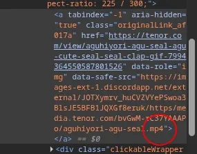 devtools screenshot in discord with a circle pointing to the .mp4 extension on a 'gif'