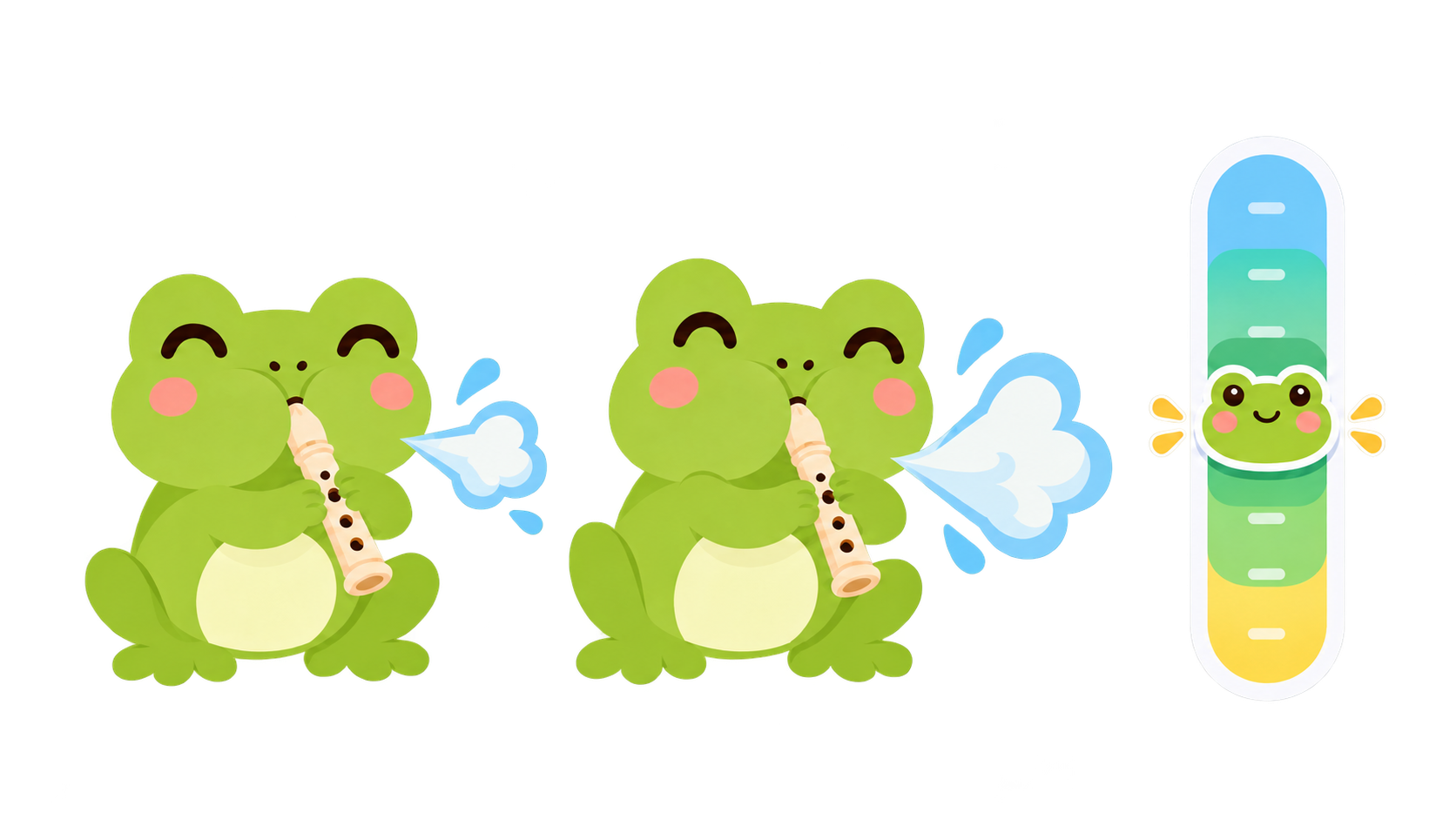 Two comfortable breaths set the frog's own normal at the middle of the breath meter