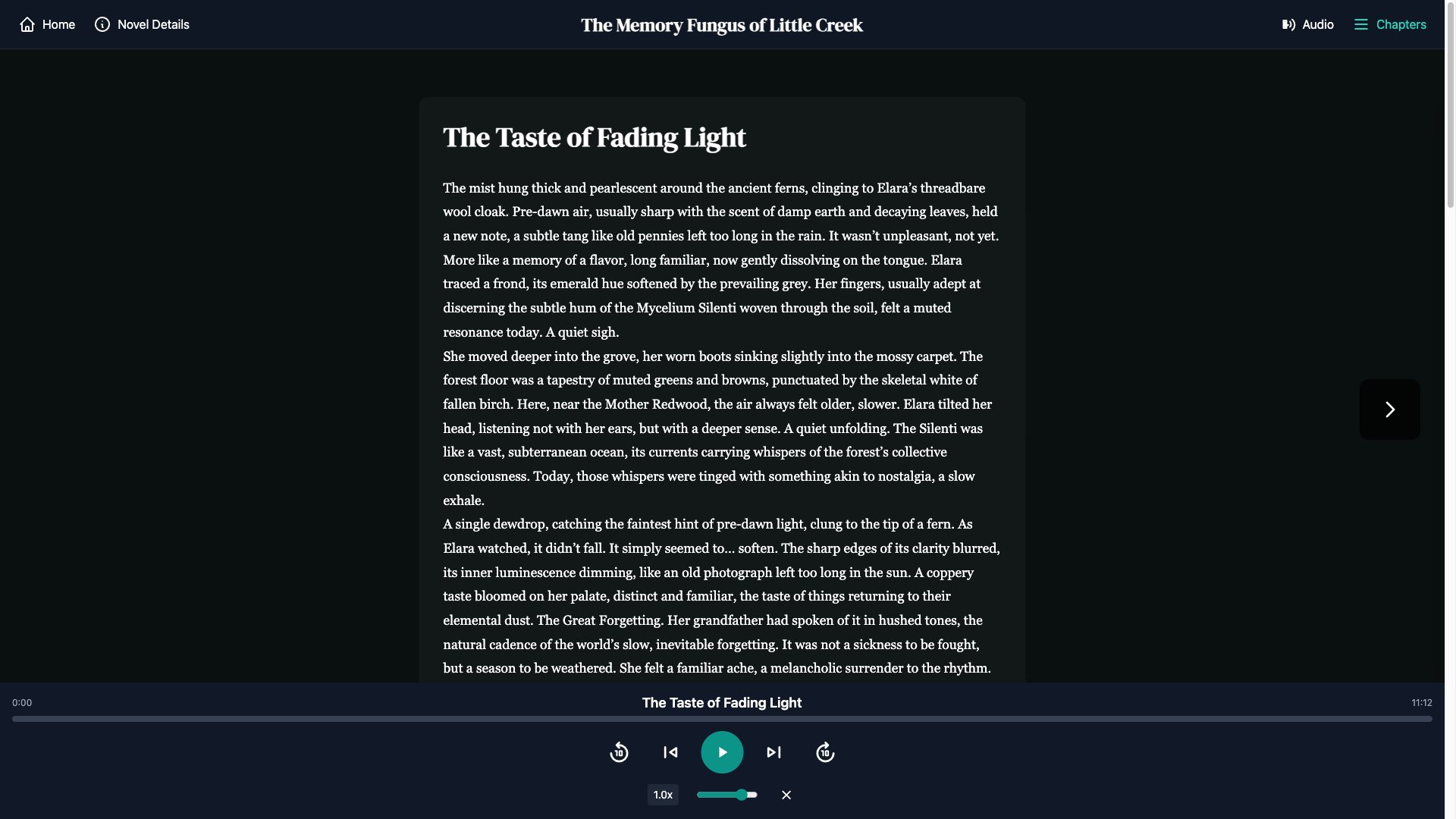 Read and listen simultaneously — the built-in player syncs text highlighting with audio narration in real time.