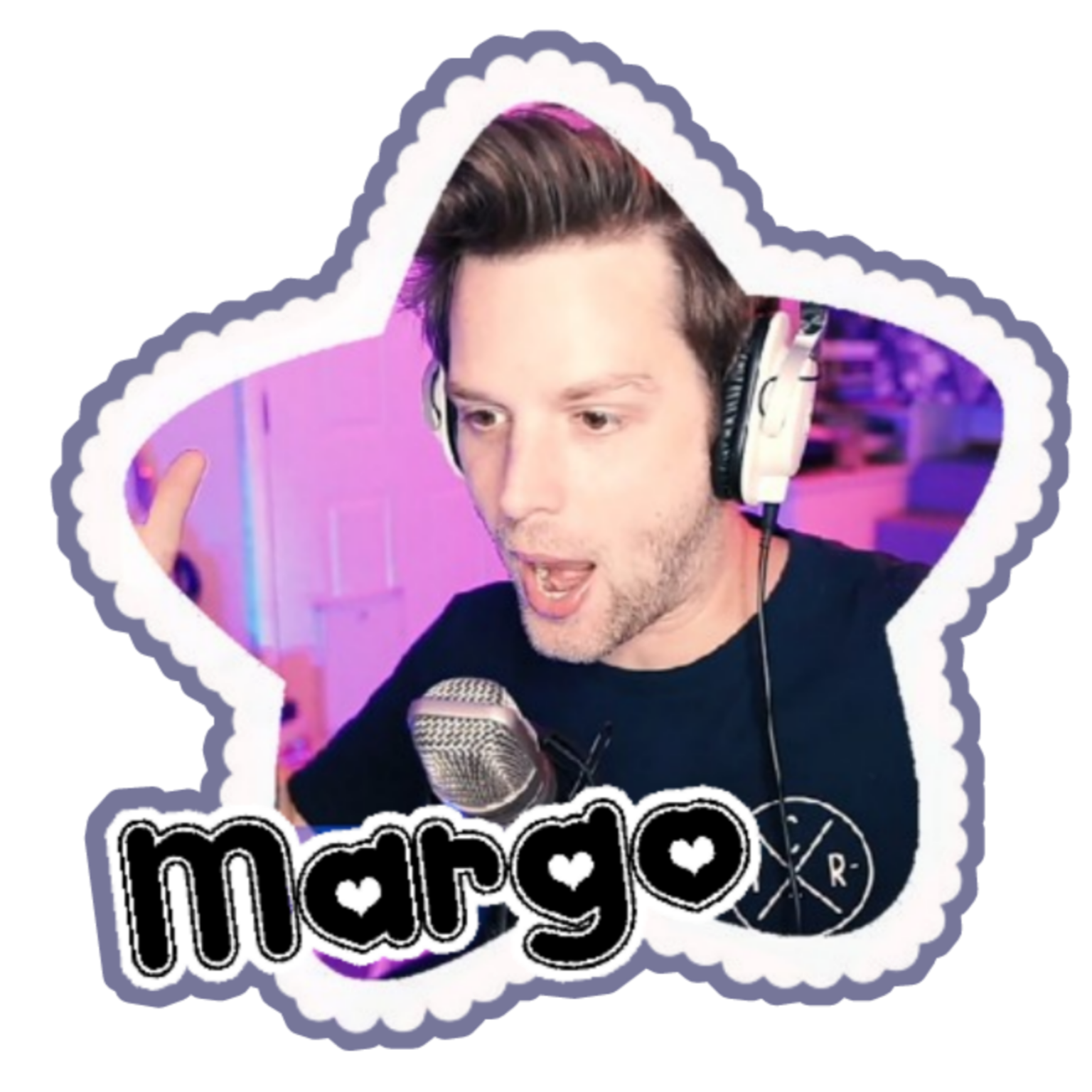 edit of the youtuber "yub" with a star-shaped frame and with the text "margo" overlayed onto it