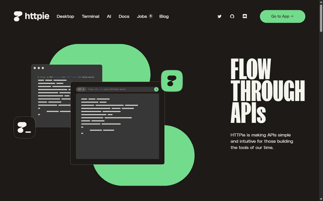 HTTPie CLI 및 데스크톱 앱 메인 화면