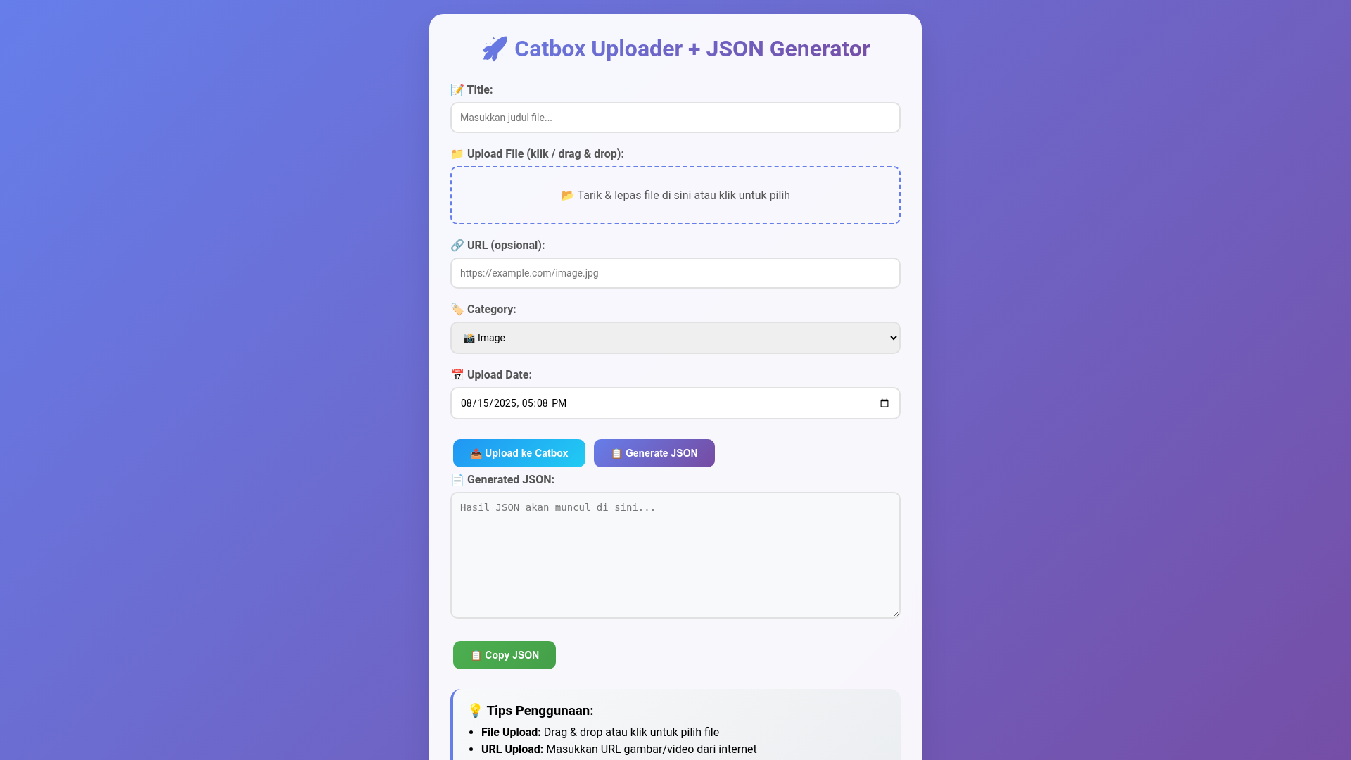 JSON Gallery Generator v2 Screenshot