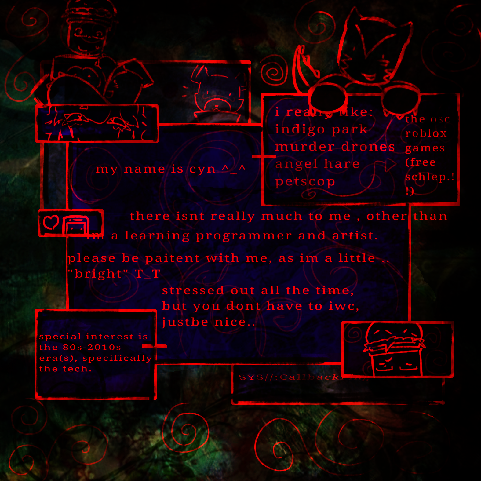 sorry if this is hard to read or hurts your eyes