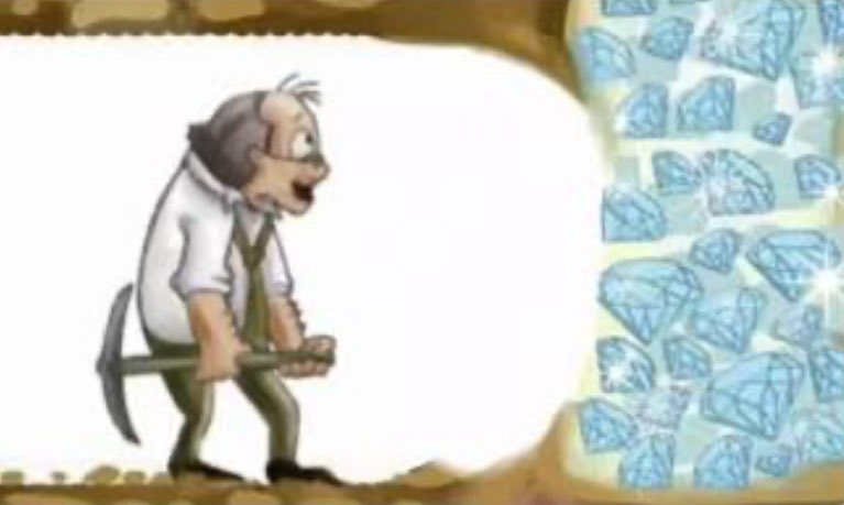 Digging man finds diamonds