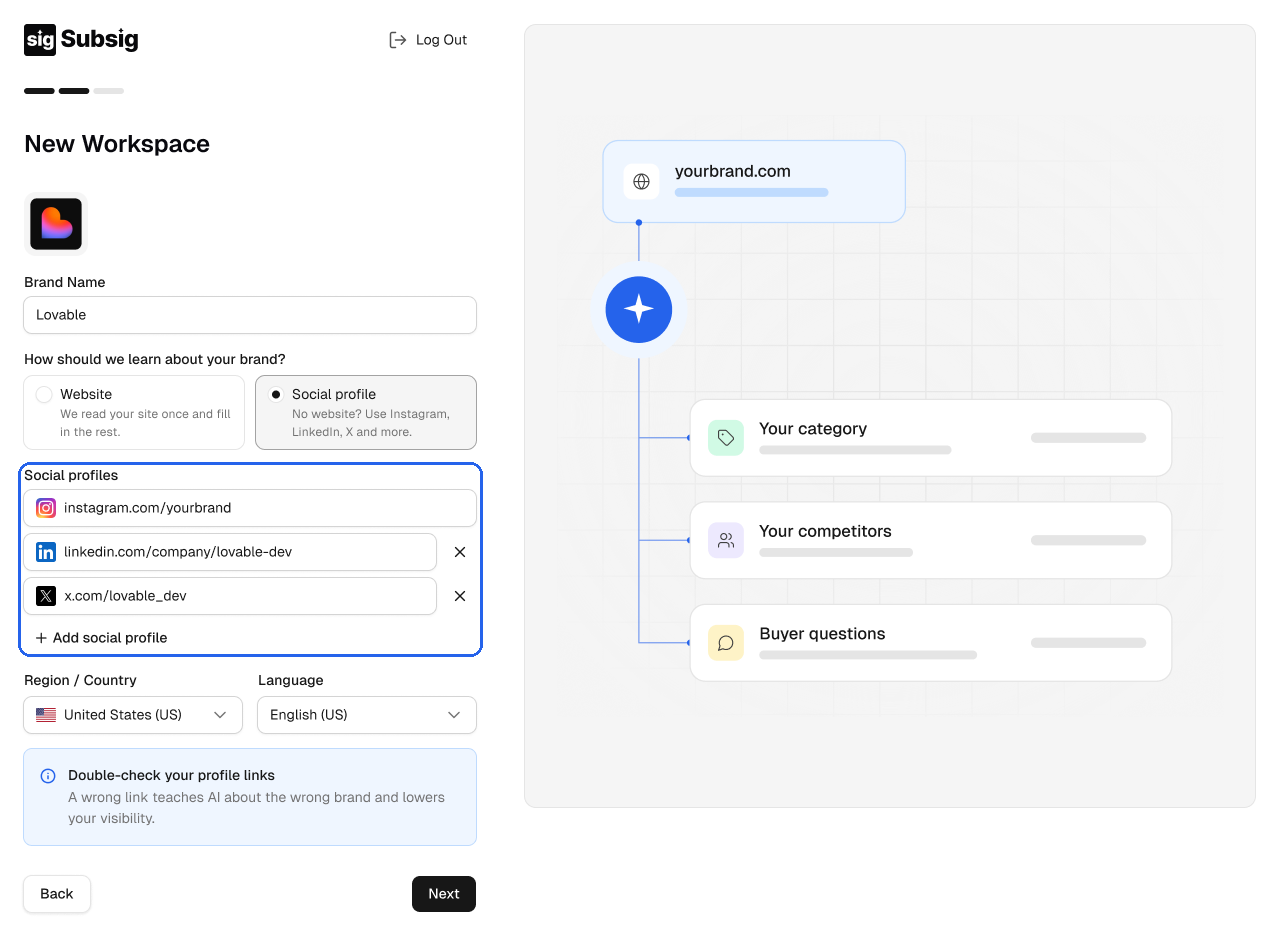 Adding LinkedIn, X and Instagram profiles