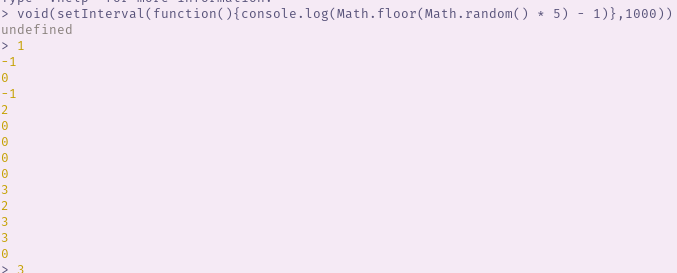 Script in nodeJS showing it switching between -1, 0, 2, 3 when using random and a bit of math.