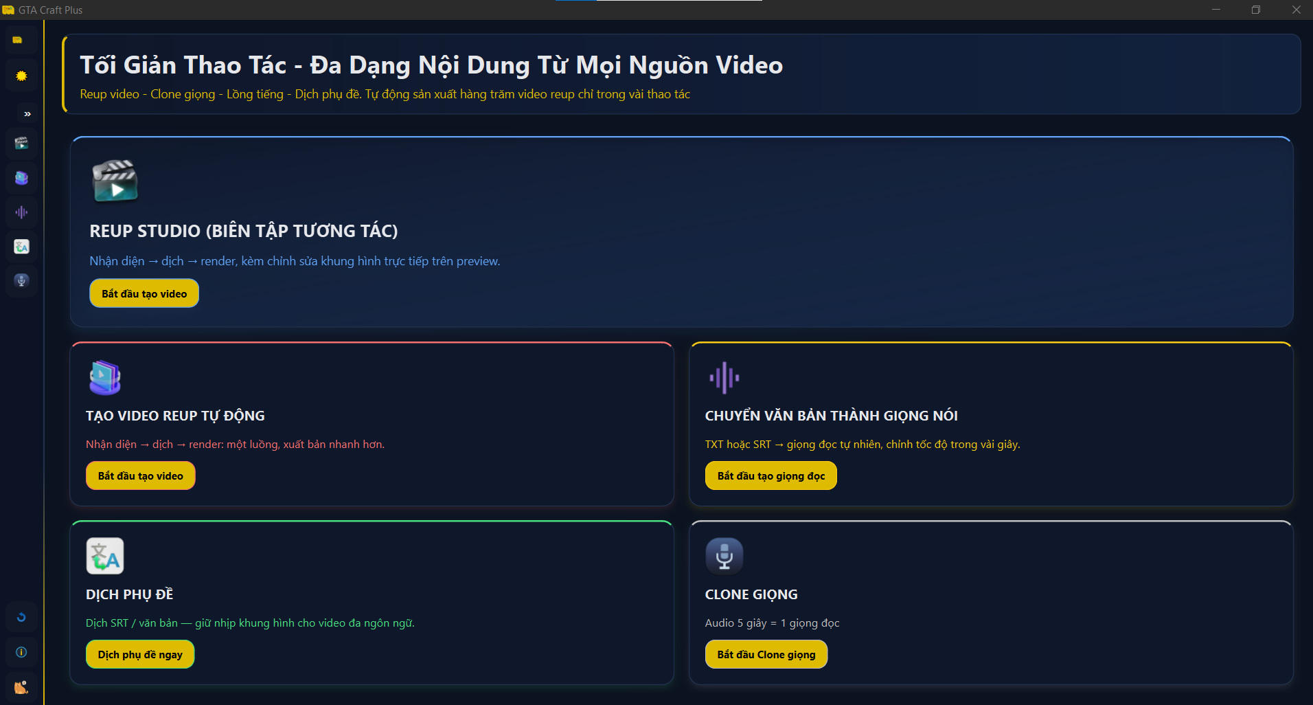 GTA CRAFT REUP - HỆ THỐNG EDIT VÀ REUP VIDEO TỰ ĐỘNG CHỈ CẦN VÀI THAO TÁC 