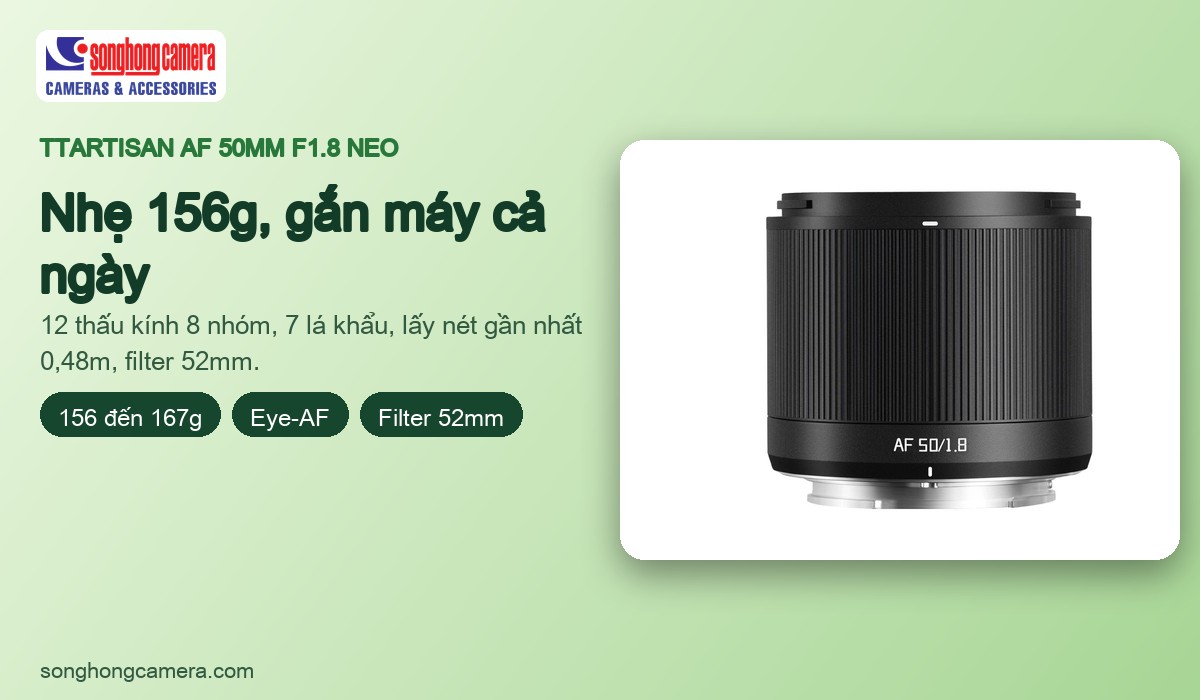 TTArtisan AF 50mm F1.8 NEO thông số