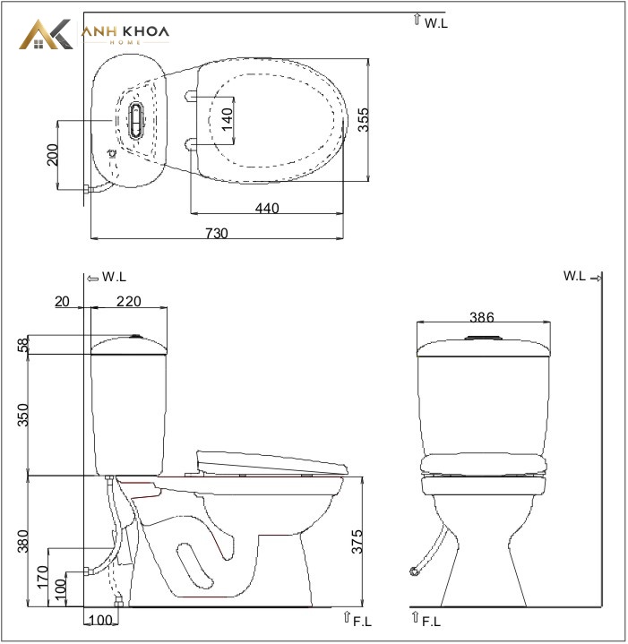 bon cau 2 khoi inax c 306vpt1