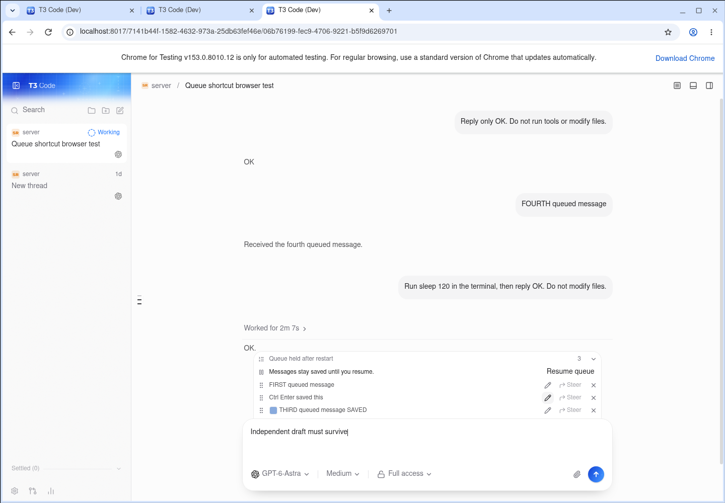 Escape canceled the unsaved text while preserving the queued message