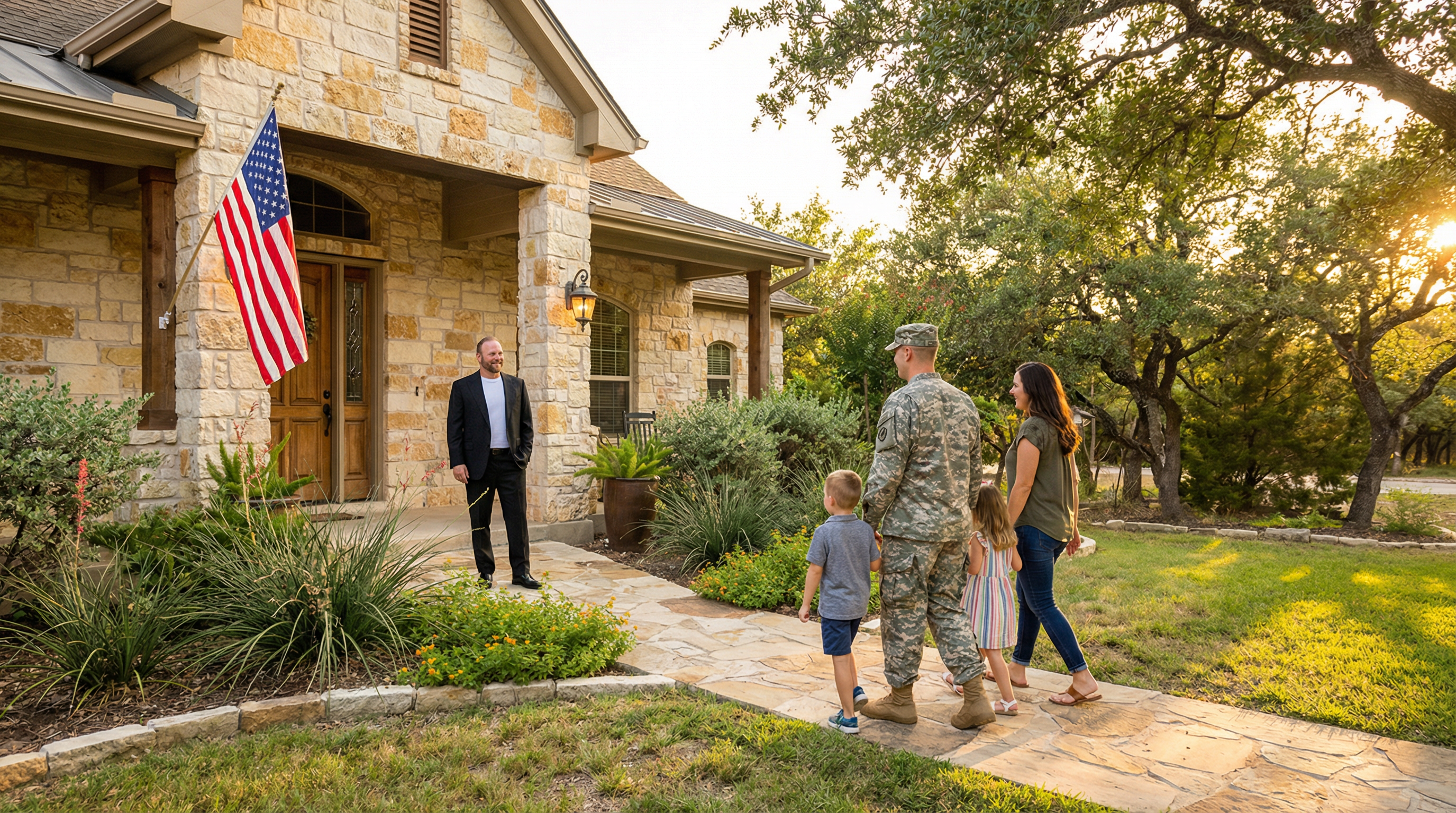 Christopher Beal, U.S. Army veteran and SABJ Top 25 San Antonio Realtor, welcoming a military family to their new Texas Hill Country home