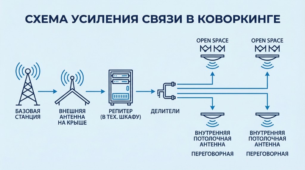 Схема усиления связи в коворкинге