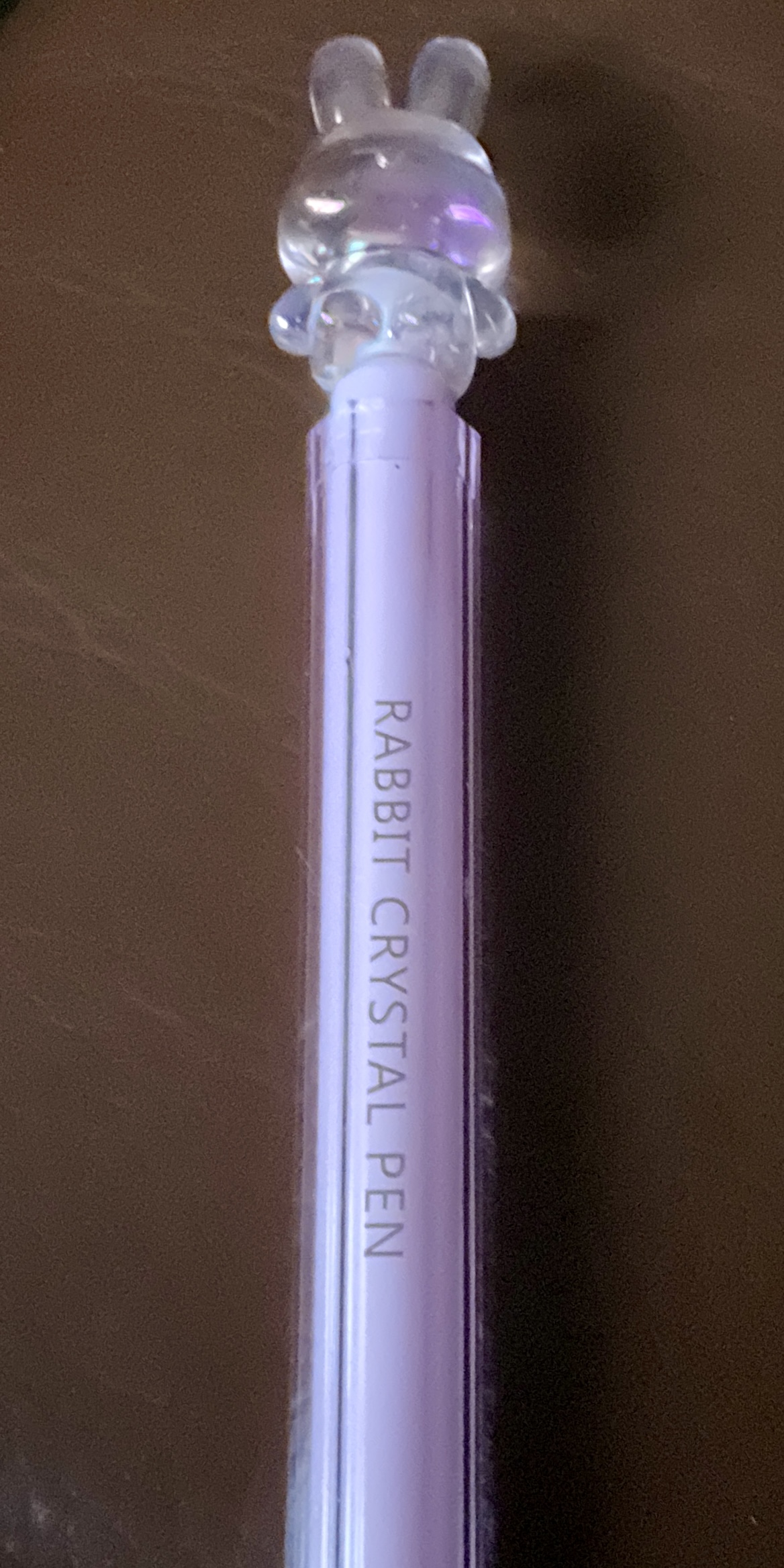A gel pen with a rabbit’s shiny head.