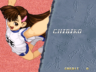 Chibiko, a girl wearing a PE uniform consisting of a white Y-shirt and blue shorts, in the intro to Touki Denshou: Angel Eyes