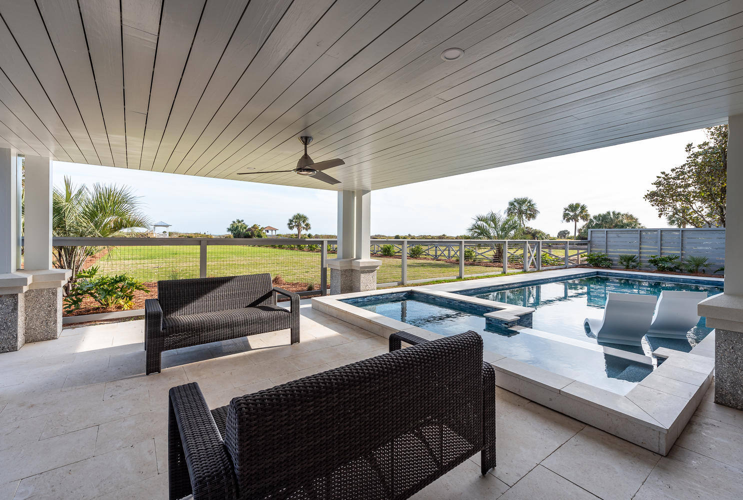 Oceanfront vacation rental patio and pool, Isle of Palms