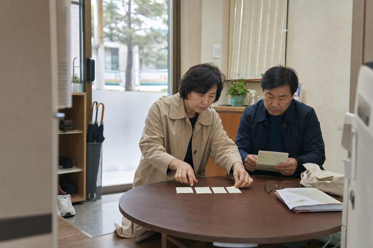 양육비 금액과 지급일, 특별지출 분담을 항목별로 기록하는 장면