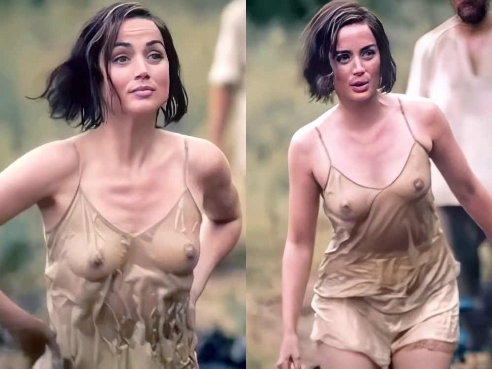 Ana de Armas Nude Dark Wet Nipples Video from “Eden” Movie
