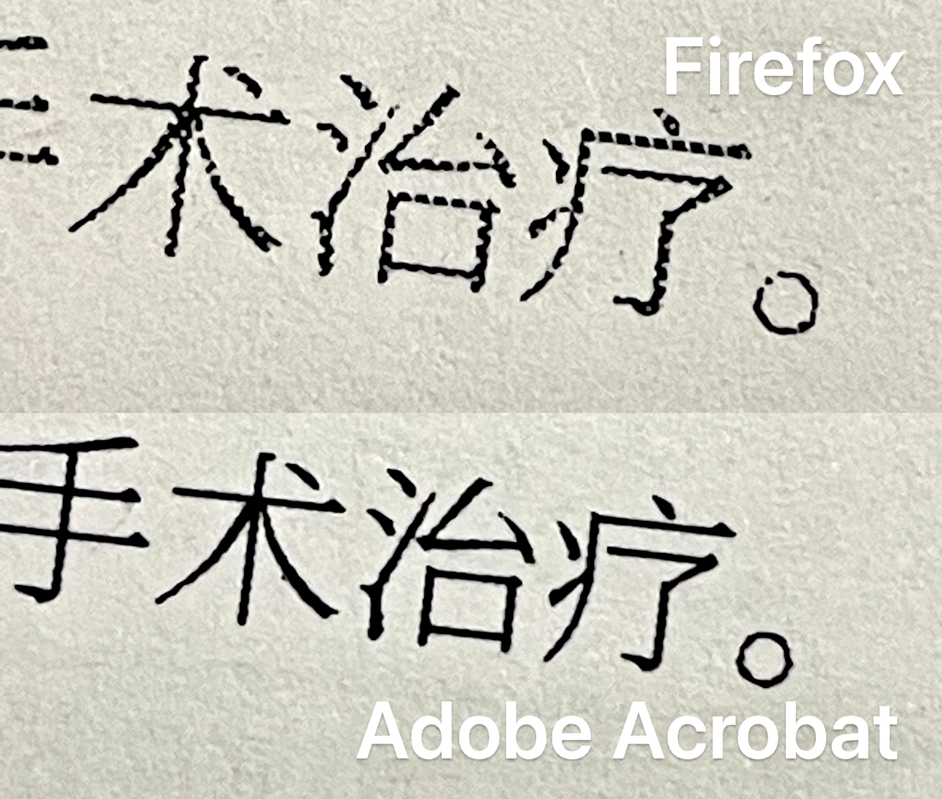 使用 Firefox 执行打印的 PDF 字体没有 Acrobat 清晰