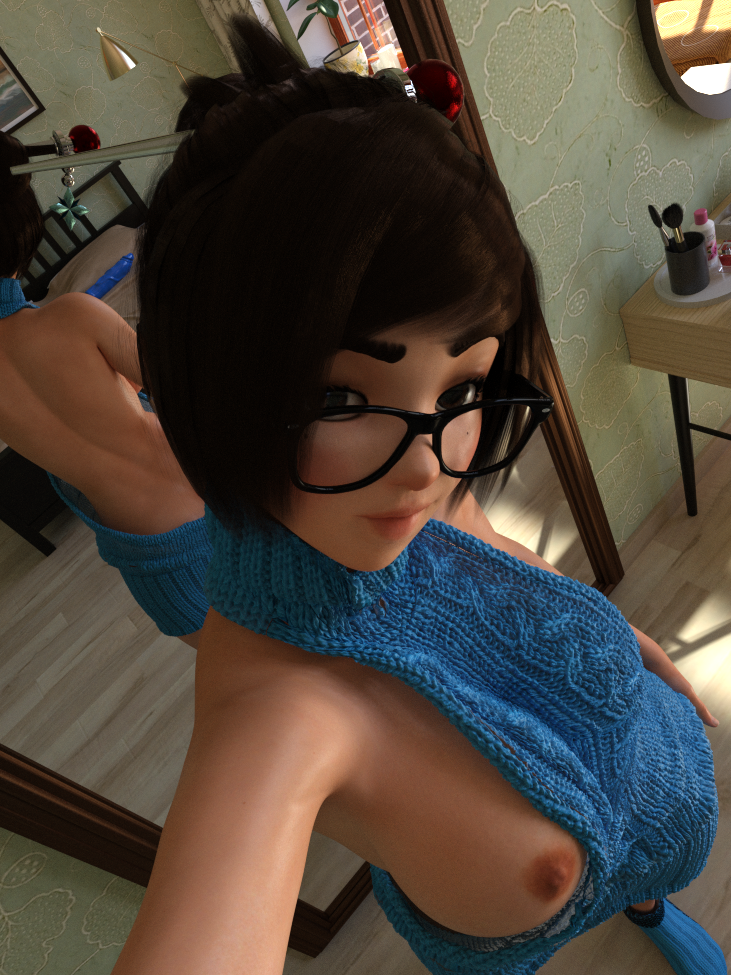 Mei, a mirror and a virgin killer sweater (OC)