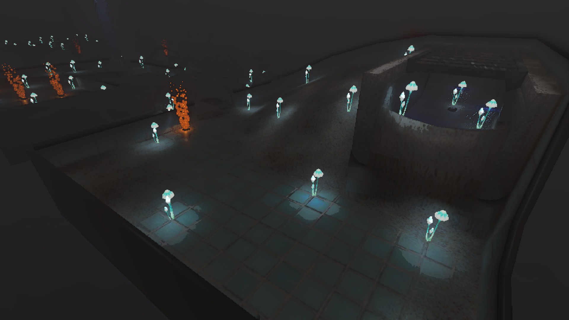 Apparatus room, with its raised, semi-hidden water pool.