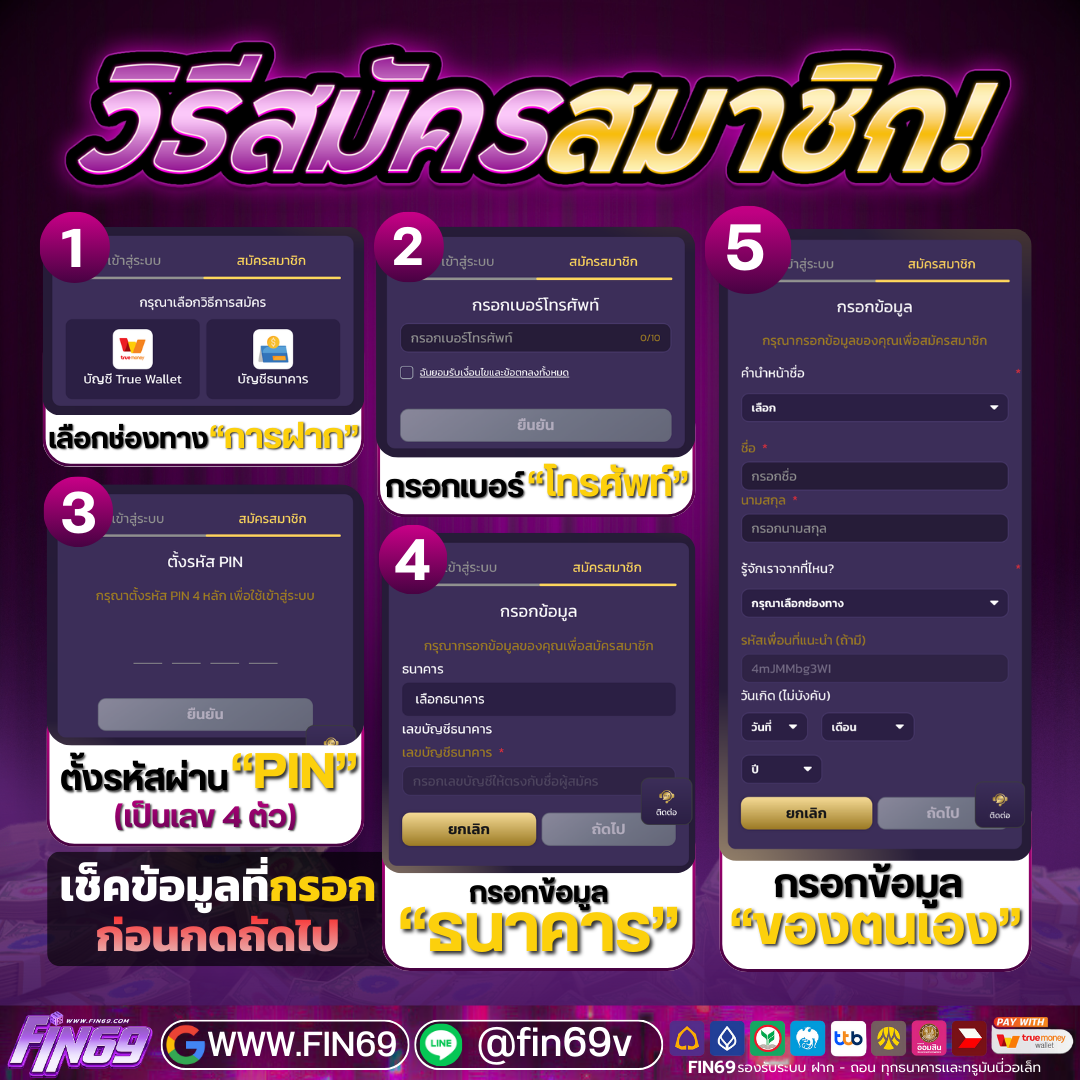 ขั้นตอนการสมัครสมาชิก FIN69
