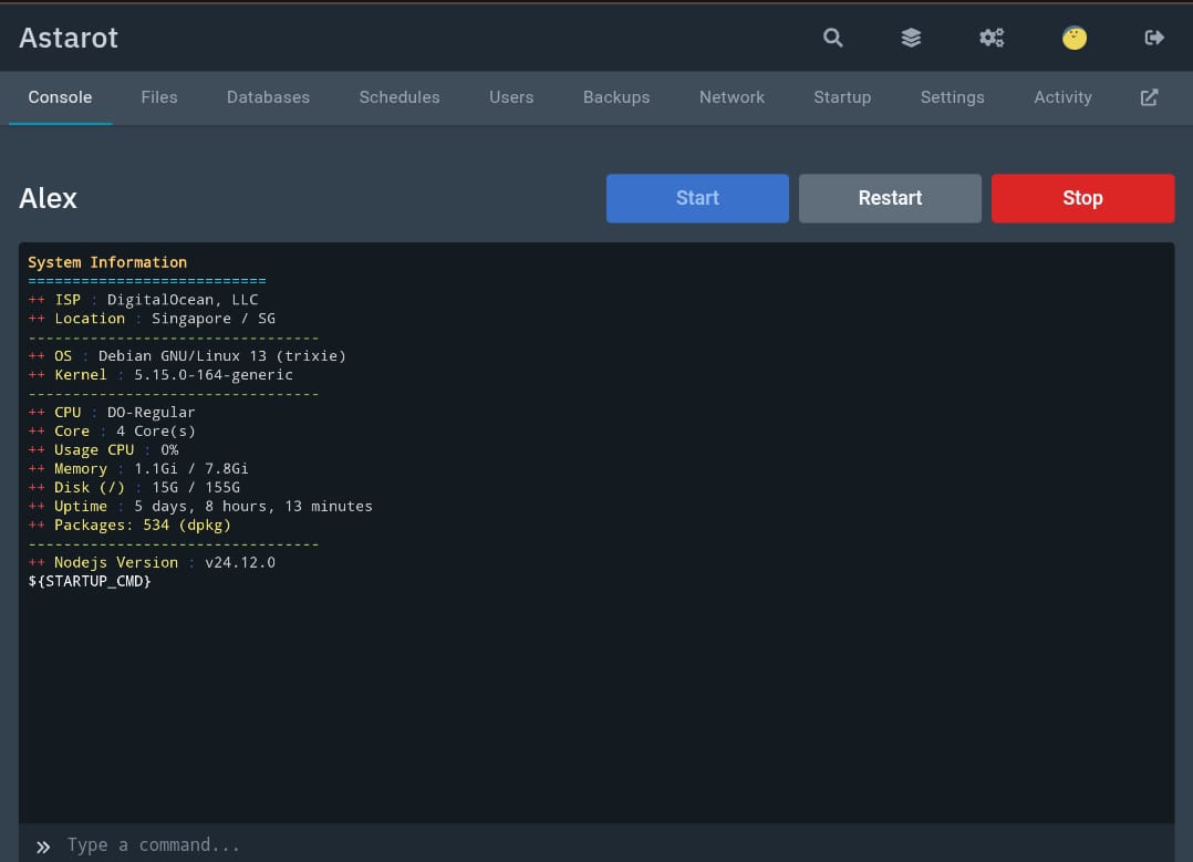 Preview Panel Pterodactyl