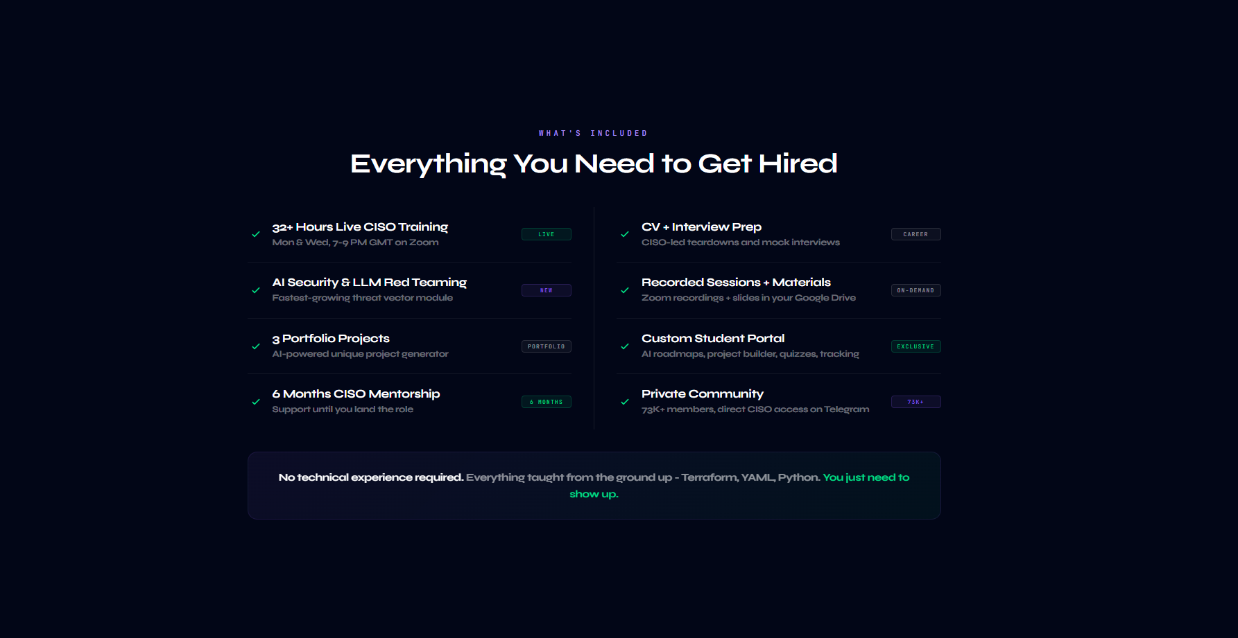 Cyberagoge - everything you need to get hired section