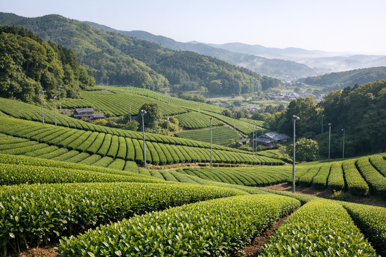 Japanische Matcha-Felder in Uji