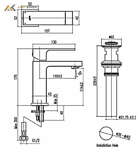  ban ve voi chau Inax LFV-402S 2 che do nuoc
