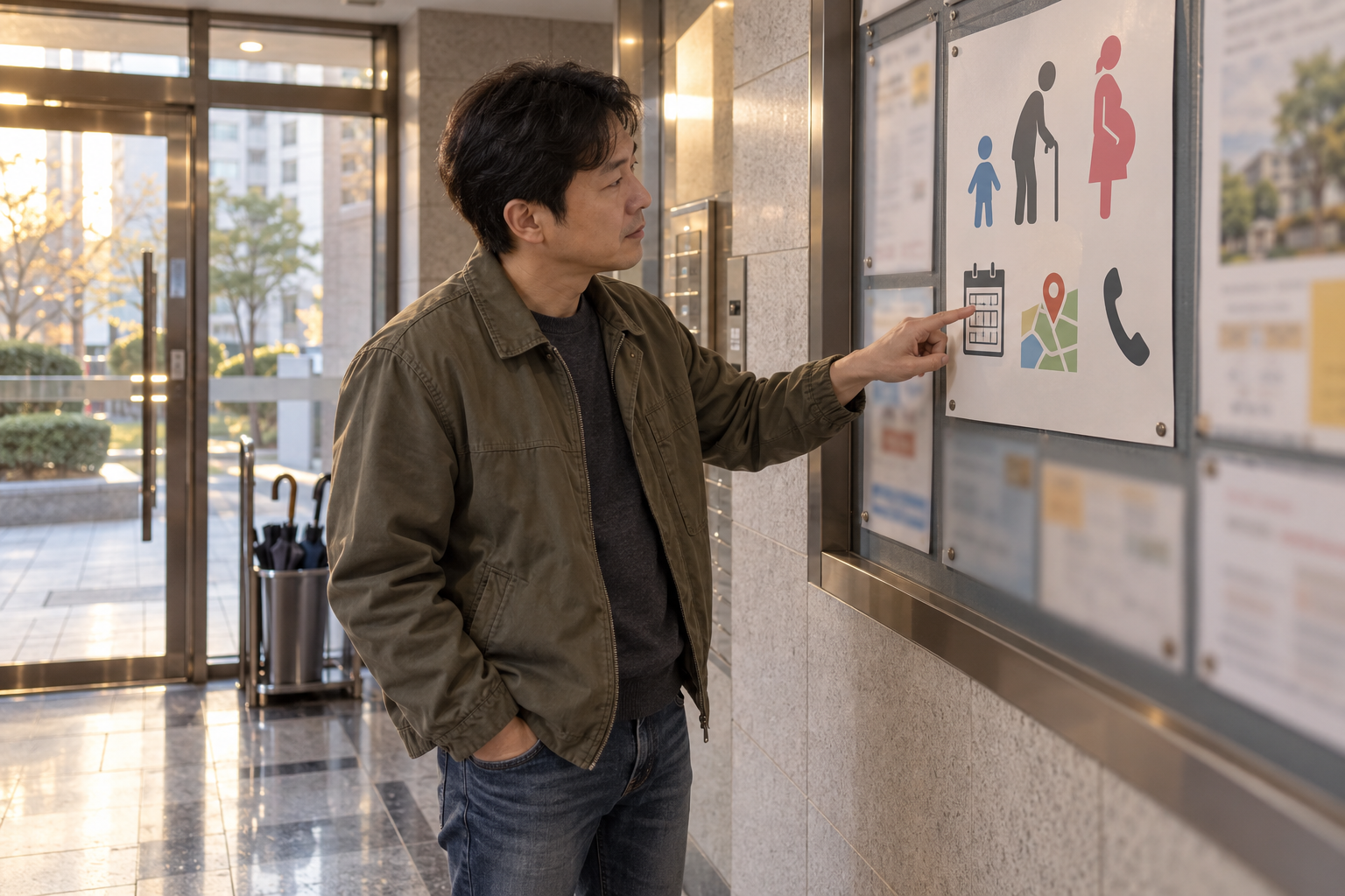 어린이·임신부와 연령별 어르신 시작일을 확인하고 병원 검색 뒤 전화로 접종 가능 여부를 확인하는 흐름
