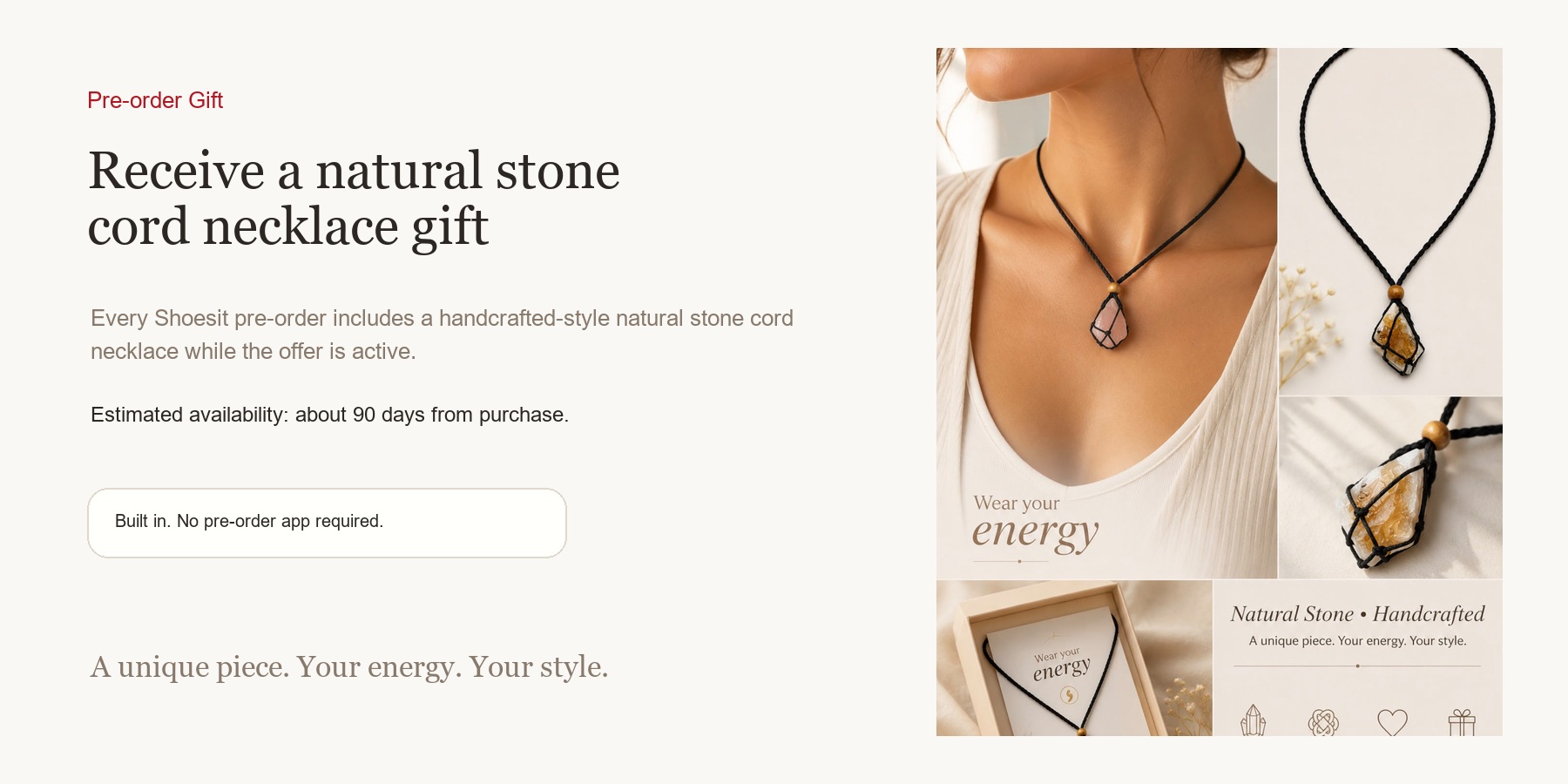 Shoesit natural stone pre-order gift banner